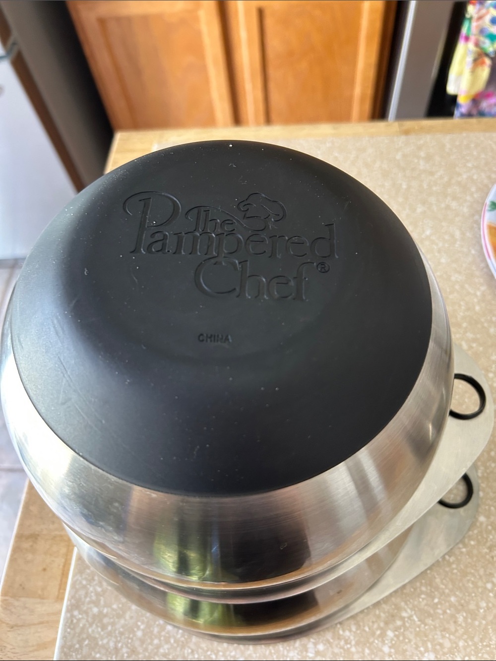 Pampered chef Stainless Steel Nesting Mixing Bowls with Pour Spouts exc cond - Picture 6 of 11